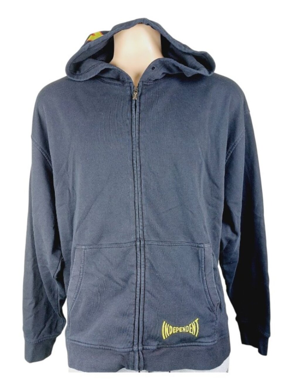 Independent Men's Black Long Raglan Sleeve Casual Full-Zip Hoodie Size XXL